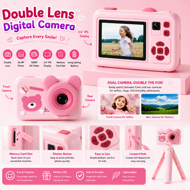 Double Lens Digital Camera – Créatif et amusant – Appareil photo pour enfants