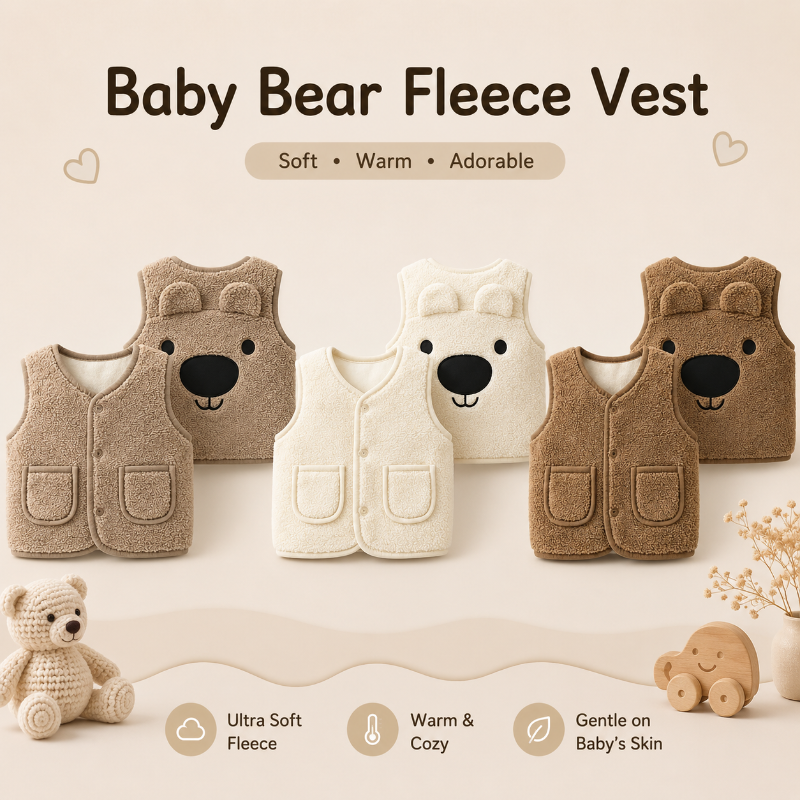 Baby Bear Fleece Vest – Chaud et doux – Gilet « Kinder Beer »