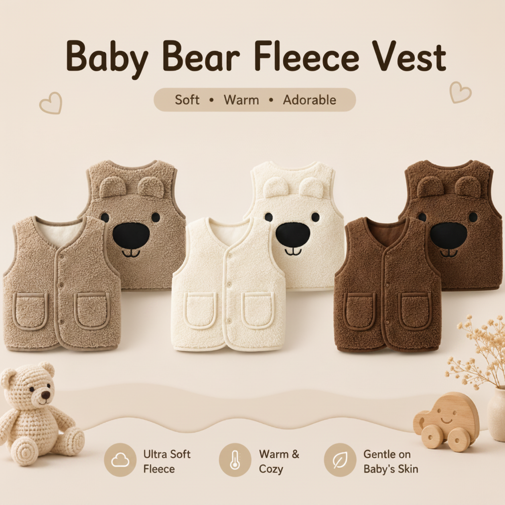 Baby Bear Fleece Vest – Chaud et doux – Gilet « Kinder Beer »