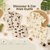 Dinosaur & Car Print Outfit – Tendance et ludique – Ensemble de vêtements d'été
