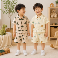 Thumbnail for Dinosaur & Car Print Outfit – Tendance et ludique – Ensemble de vêtements d'été