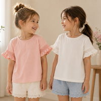 Thumbnail for Girls Trumpet Sleeve Top – Élégance et confort – Manches en dentelle