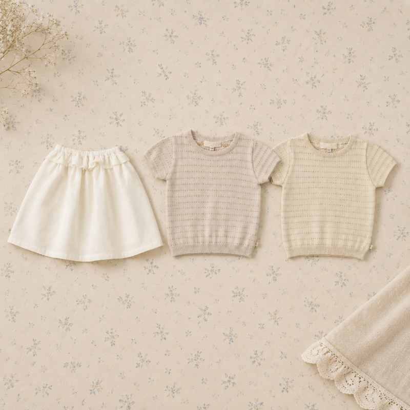 Bella Knit Top & Skirt – Léger et aéré – Ensemble d'été tricoté pour enfants