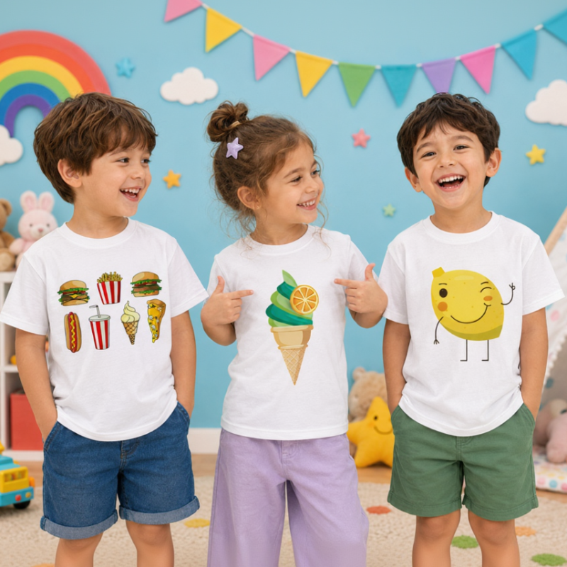 Boys & Girls Summer Tee – Confort et fantaisie – T-shirt enfant à motif amusant