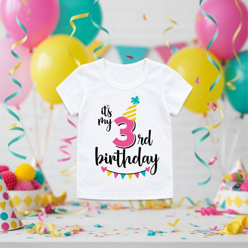 Birthday Graphic Tee – Mignon et léger – T-shirt d'anniversaire pour enfant