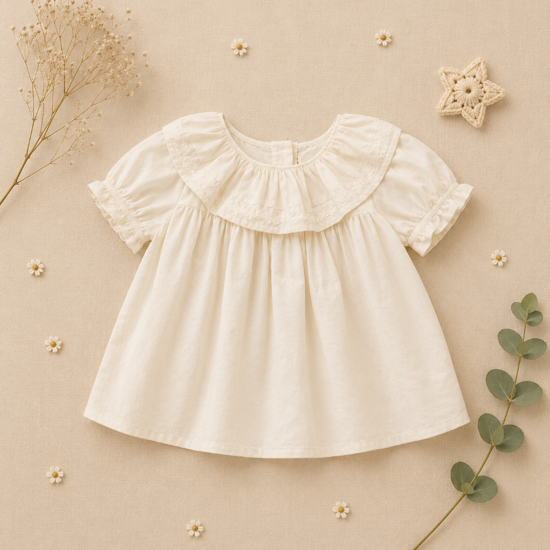 Ruffle Collar Top – Élégant et confortable – Haut à col décoratif et manches bouffantes