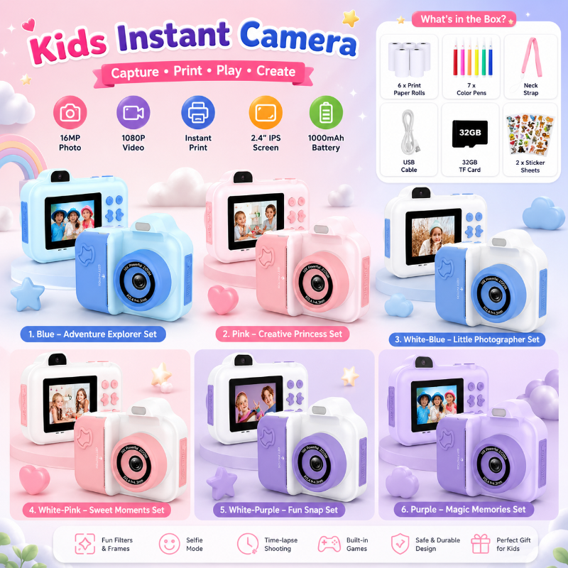 Instant Print Camera – Créatif et interactif – Appareil photo instantané pour enfants