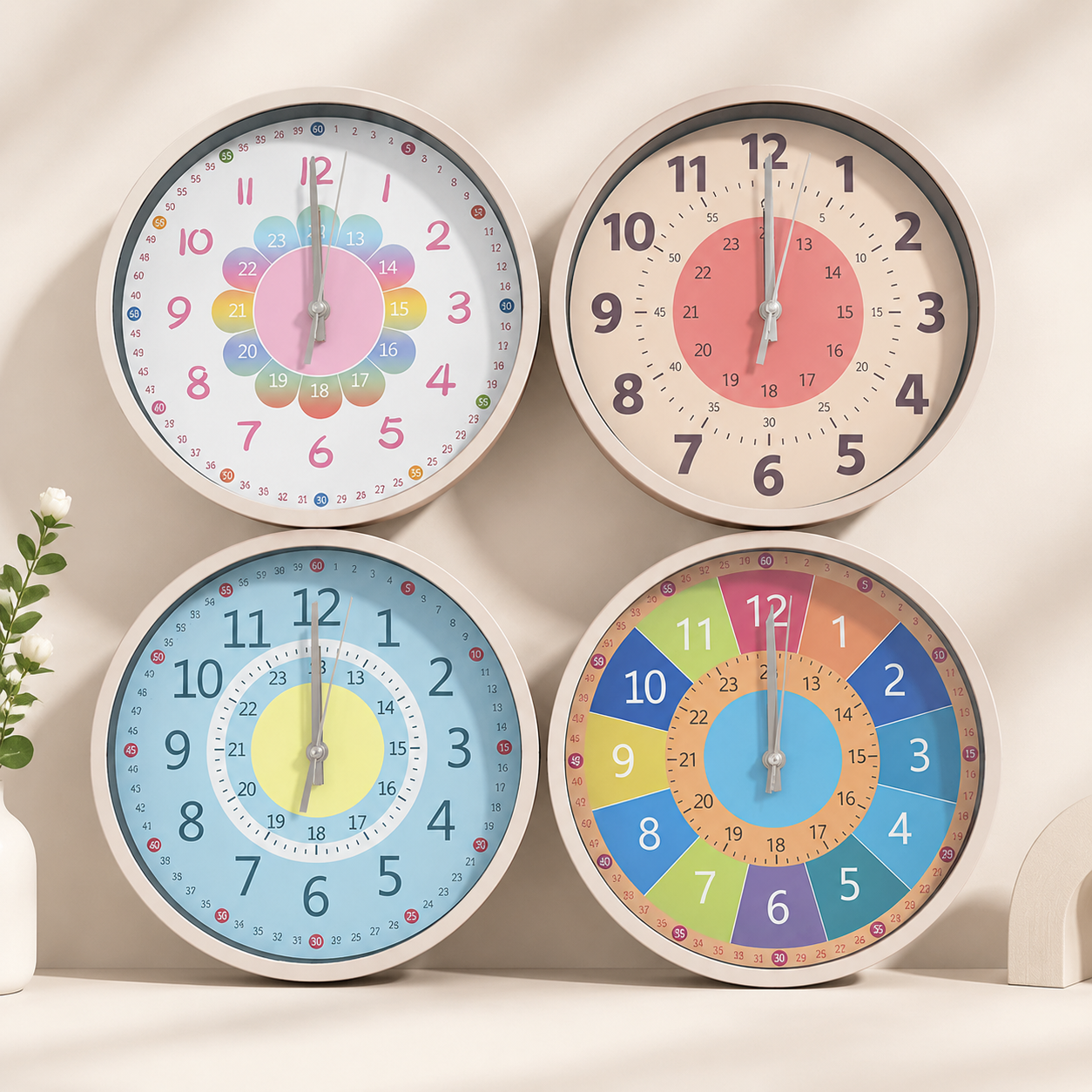 ChildrenTime – Indépendant et calme – Horloge murale éducative pour enfants