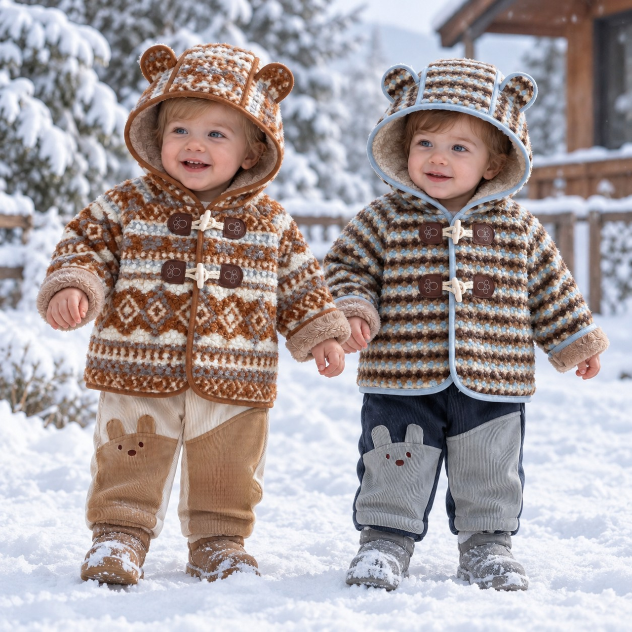 LittleWarm – Confortable et élégant – Manteau d'hiver au motif Fair Isle