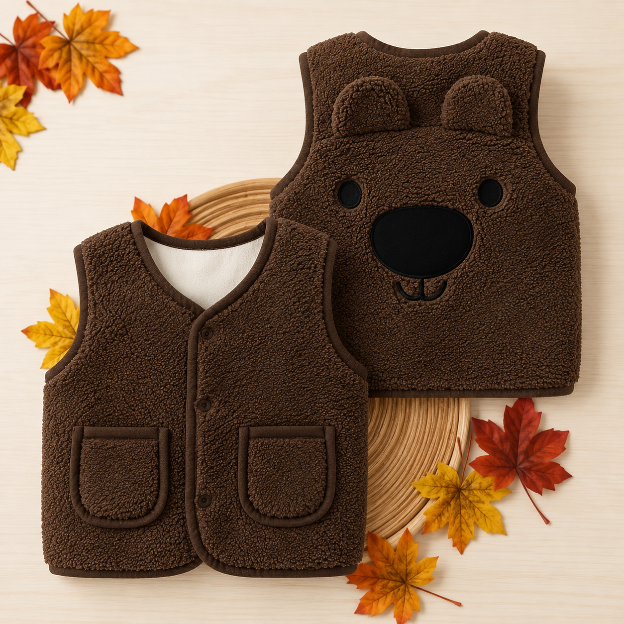 Baby Bear Fleece Vest – Chaud et doux – Gilet « Kinder Beer »