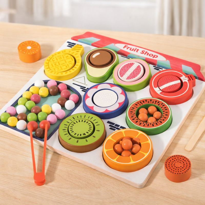Toddler Clips – Assortiment de fruits et de formes – Jeu de tri éducatif