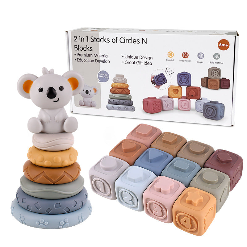 Koala Cubes™ - Tour à empiler - Jouets à mâcher pour bébés