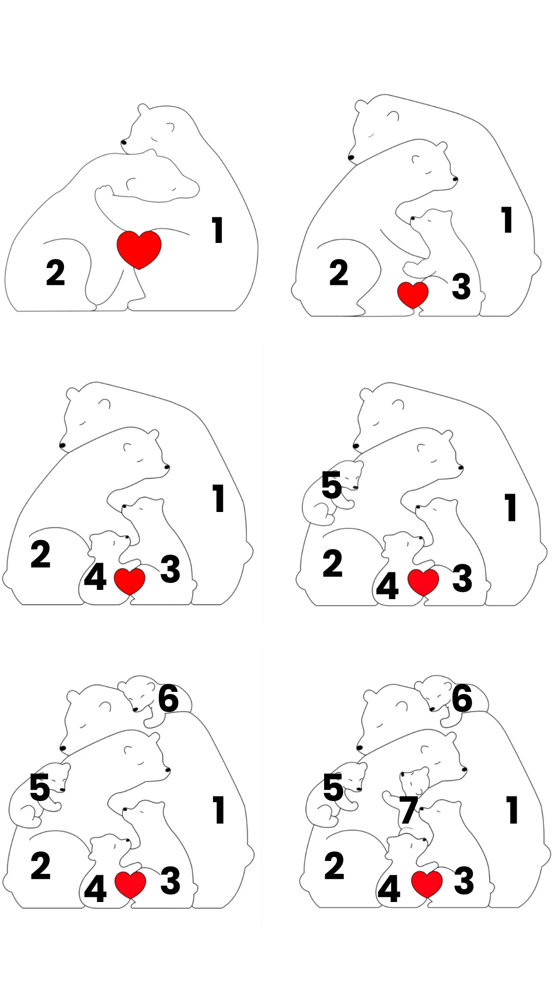 Family Puzzle – Cadeau personnalisé pour la fête des Mères avec une famille d'oursons