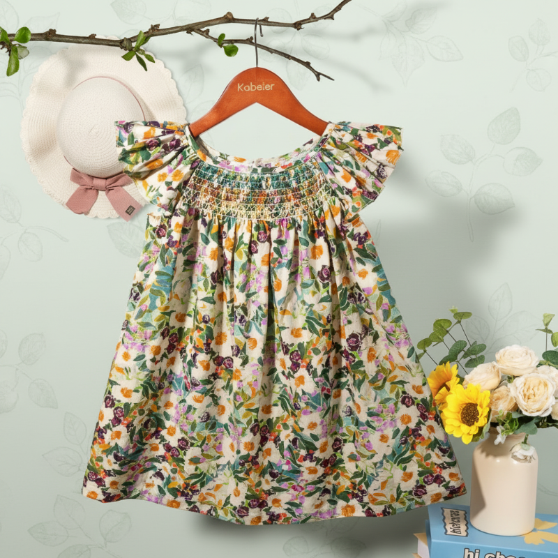 Floral Dress – Légère et aérienne – Robe à manches flottantes pour filles