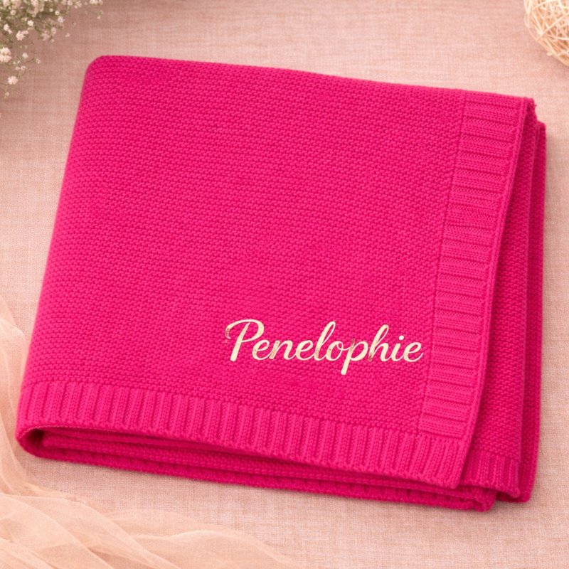 Personalized Baby Blanket – Douce et unique – Couverture en coton personnalisée et brodée