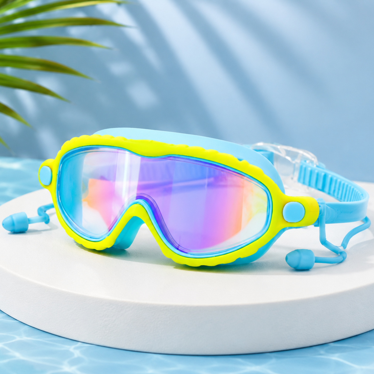 AquaVision – Protection anti-buée et anti-UV réglable – Lunettes de natation en silicone avec bouchons d'oreilles