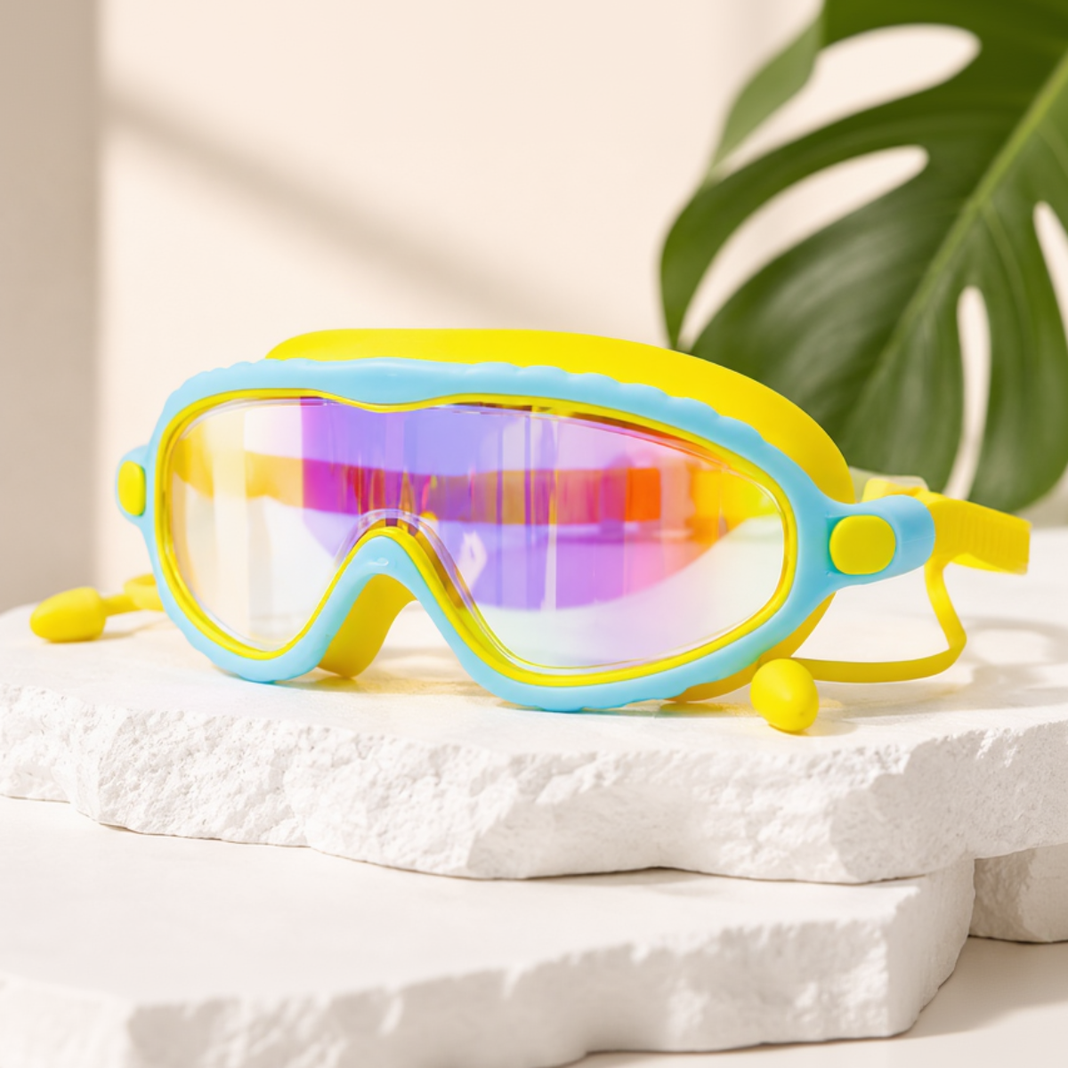 AquaVision – Protection anti-buée et anti-UV réglable – Lunettes de natation en silicone avec bouchons d'oreilles