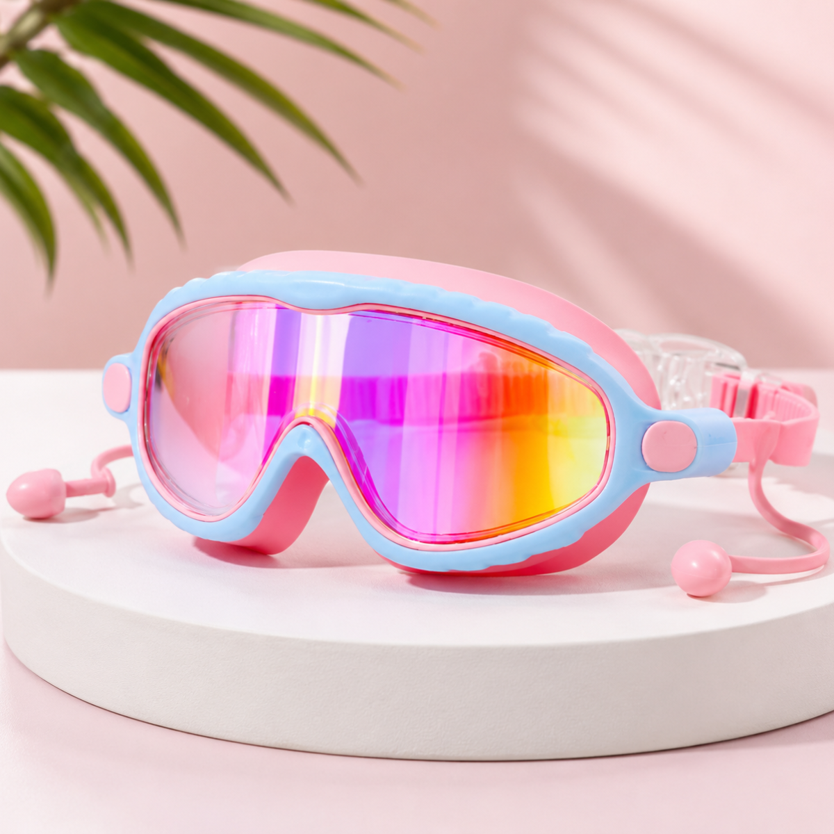 AquaVision – Protection anti-buée et anti-UV réglable – Lunettes de natation en silicone avec bouchons d'oreilles