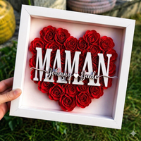 Thumbnail for Personalized Rose Shadow Box – Cadeau unique pour la fête des Mères – Boîte à ombres personnalisée avec des roses