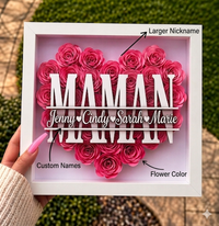 Thumbnail for Personalized Rose Shadow Box – Cadeau unique pour la fête des Mères – Boîte à ombres personnalisée avec des roses