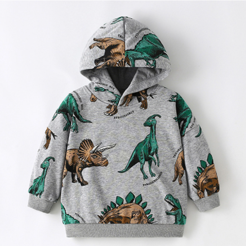 DinoStyle – Chaud et respirant – Sweat à capuche avec imprimé Triceratops