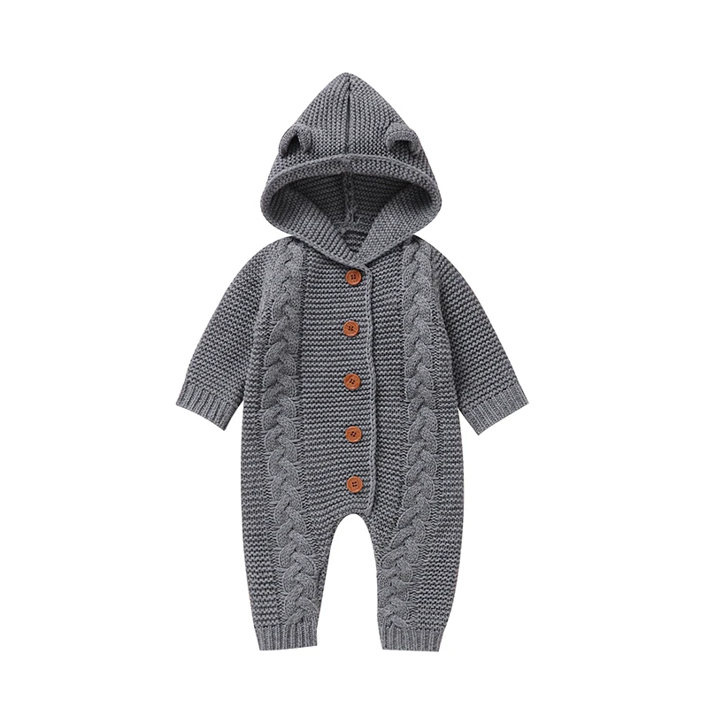 SoftKnit – Chaleureux et mignon – Combinaison à capuche en tricot pour bébé