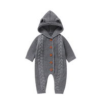 Thumbnail for SoftKnit – Chaleureux et mignon – Combinaison à capuche en tricot pour bébé