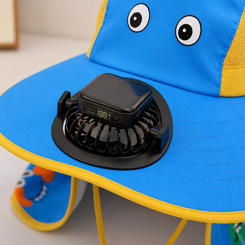HappyShade – Protection solaire et rafraîchissement – Chapeau d'été pour enfants avec ventilateur