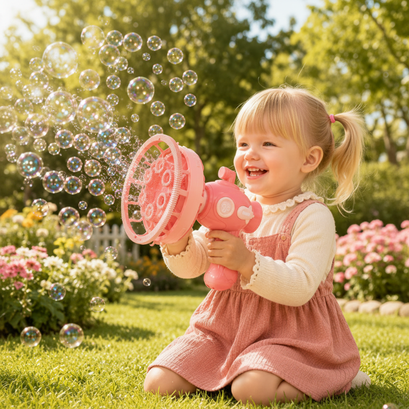HappyBubbles – Ludique et sûr – Pistolet à bulles pour enfants