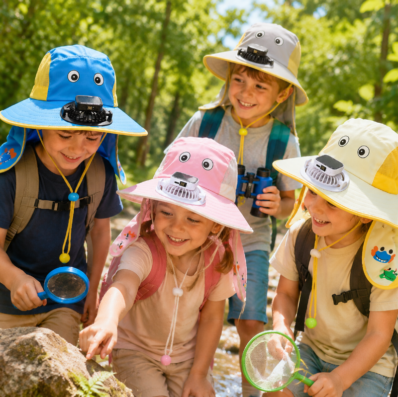 HappyShade – Protection solaire et rafraîchissement – Chapeau d'été pour enfants avec ventilateur