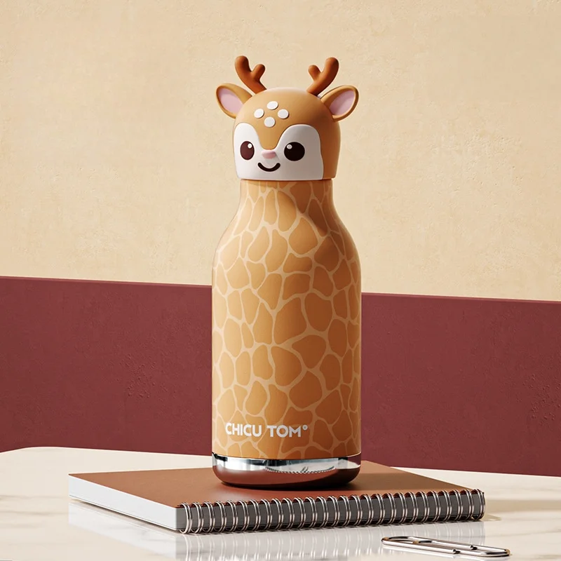 AnimalSip – Mignon et pratique – Gourde isotherme en acier inoxydable pour enfants avec motif d'animaux