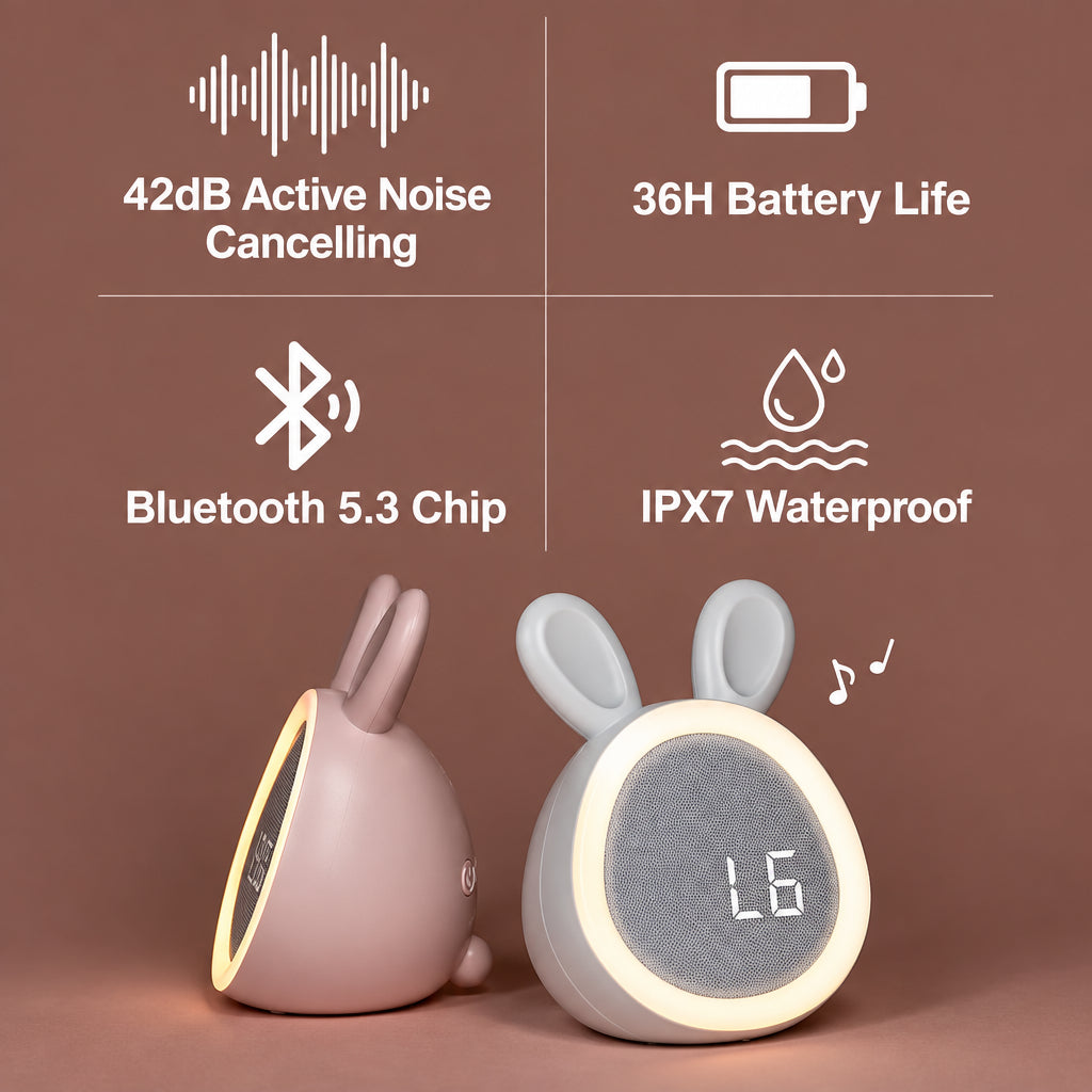 BunnyGlow – Mignon et pratique – Réveil numérique pour enfants avec veilleuse
