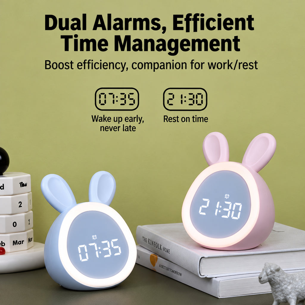 BunnyGlow – Mignon et pratique – Réveil numérique pour enfants avec veilleuse