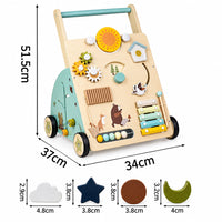 Thumbnail for WoodenSteps – Naturel et éducatif – Trotteur en bois pour bébé avec panneaux ludiques
