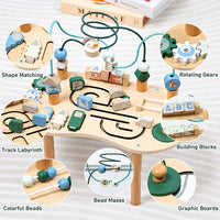 Thumbnail for WoodMaze – Ludique et éducatif – Table d'activités en bois avec labyrinthe à perles