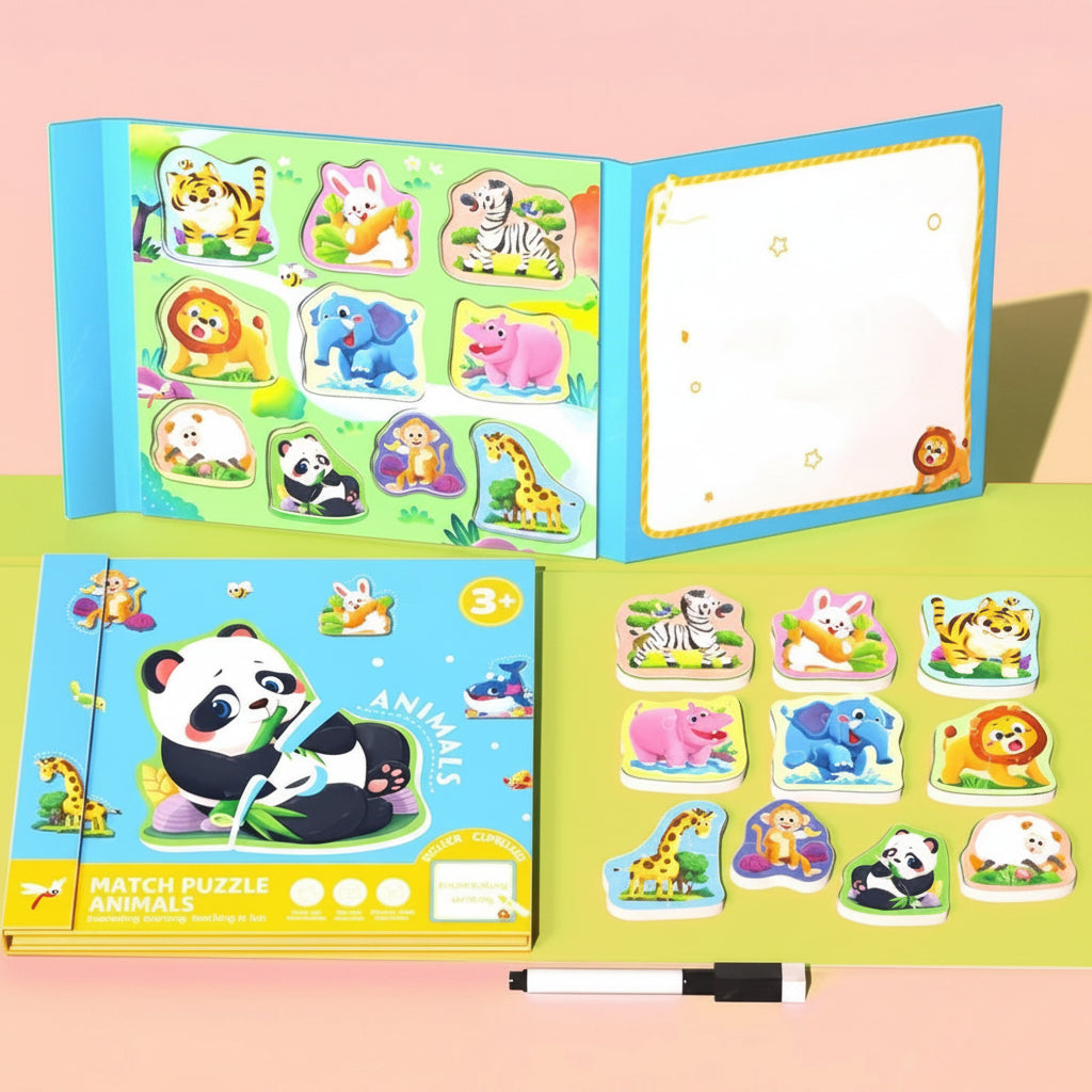 SmartMatch – Ludique et éducatif – Livre magnétique 2-en-1 de dessin et de puzzles
