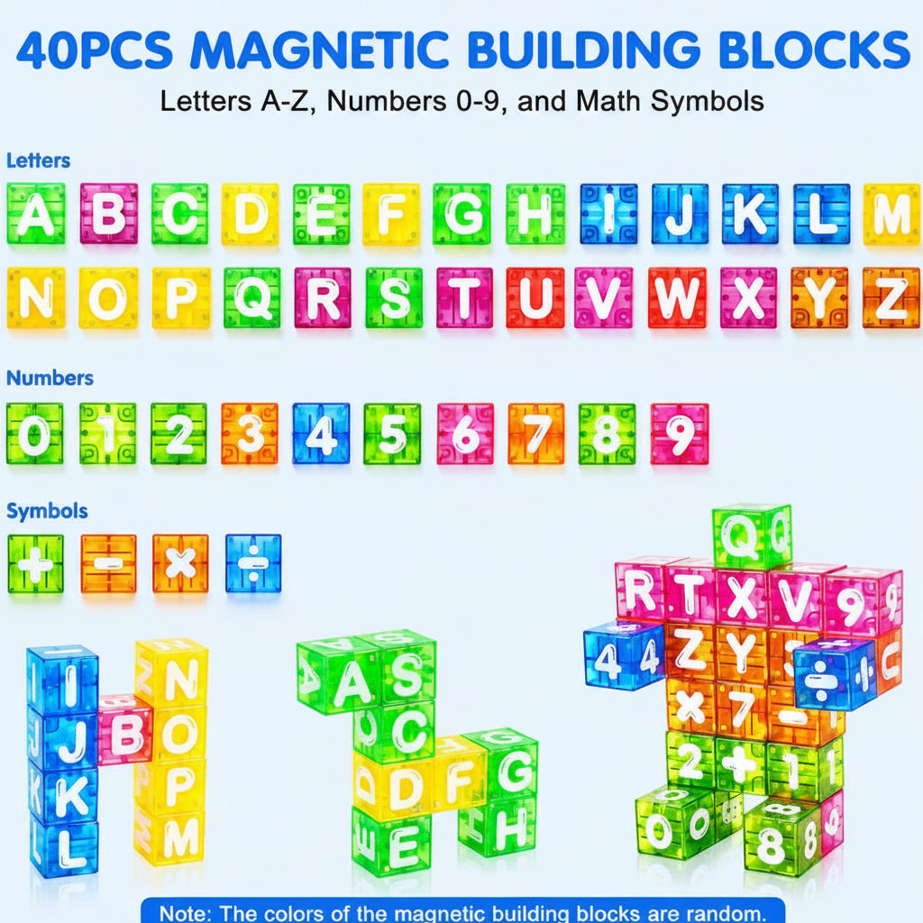 LearnCube – Éducatif et interactif – Cubes magnétiques avec lettres et chiffres