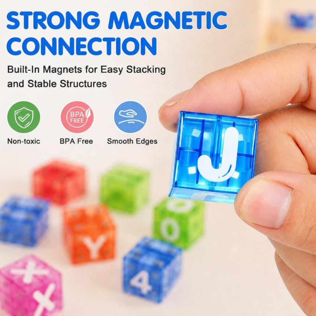 LearnCube – Éducatif et interactif – Cubes magnétiques avec lettres et chiffres