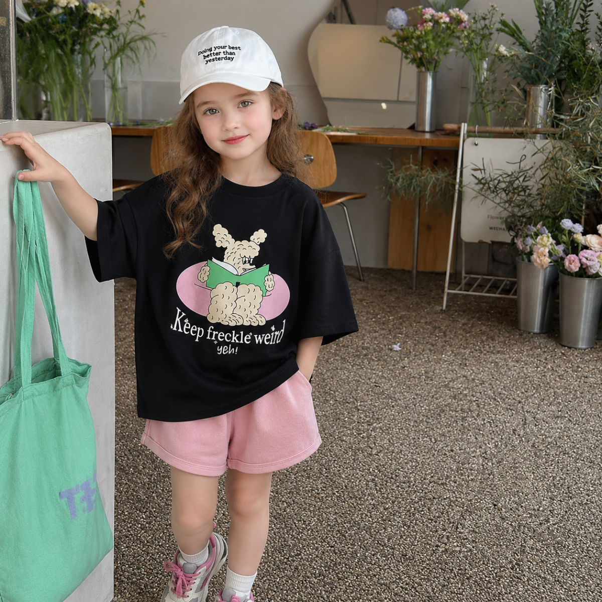 SunnyKids – Confortable et mignon – T-shirt oversize à imprimé de bande dessinée