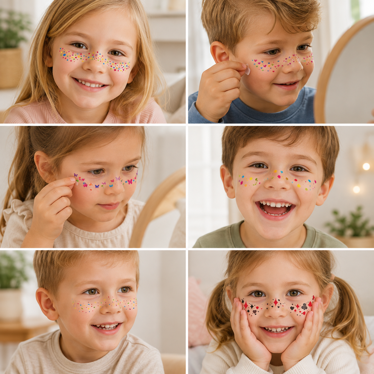 PartyFreckles – Coloré et festif – Autocollants temporaires pour le visage (lot de 6)