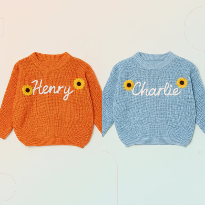 TinyStitch – Pull tricoté personnalisé avec prénom pour enfants