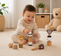 Thumbnail for WoodyFriends – Motricité et plaisir – Jouets empilables en bois en forme d'animaux