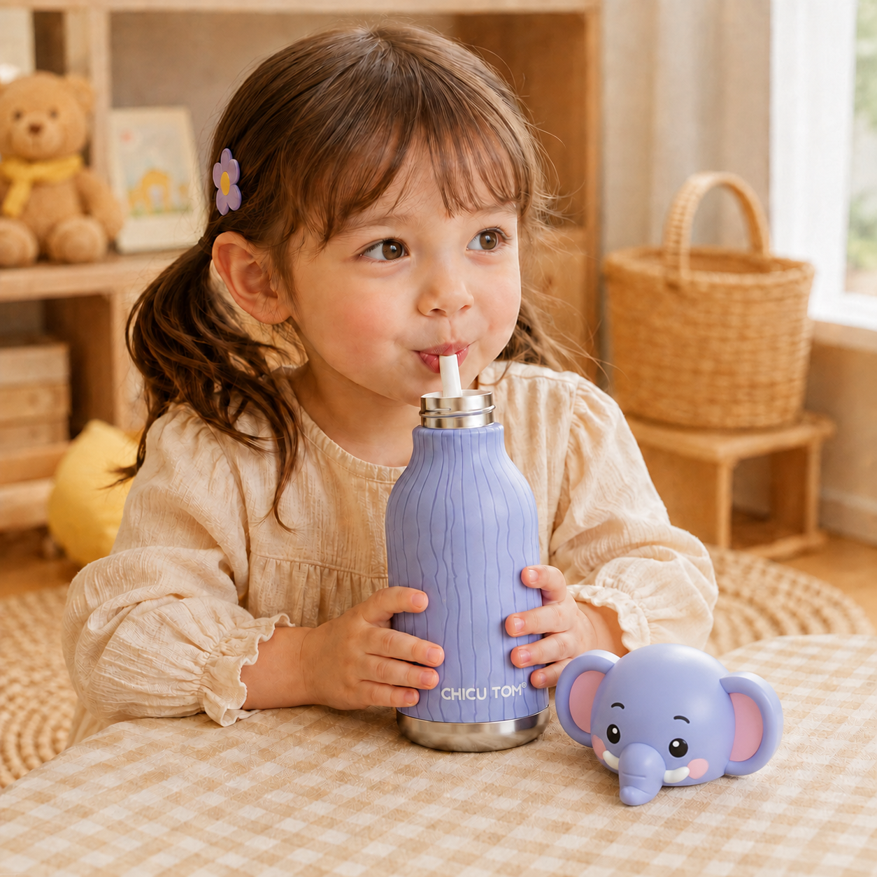 AnimalSip – Mignon et pratique – Gourde isotherme en acier inoxydable pour enfants avec motif d'animaux
