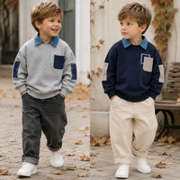 Thumbnail for CoolJunior – Chaleureux et élégant – Pull pour garçon avec col en denim