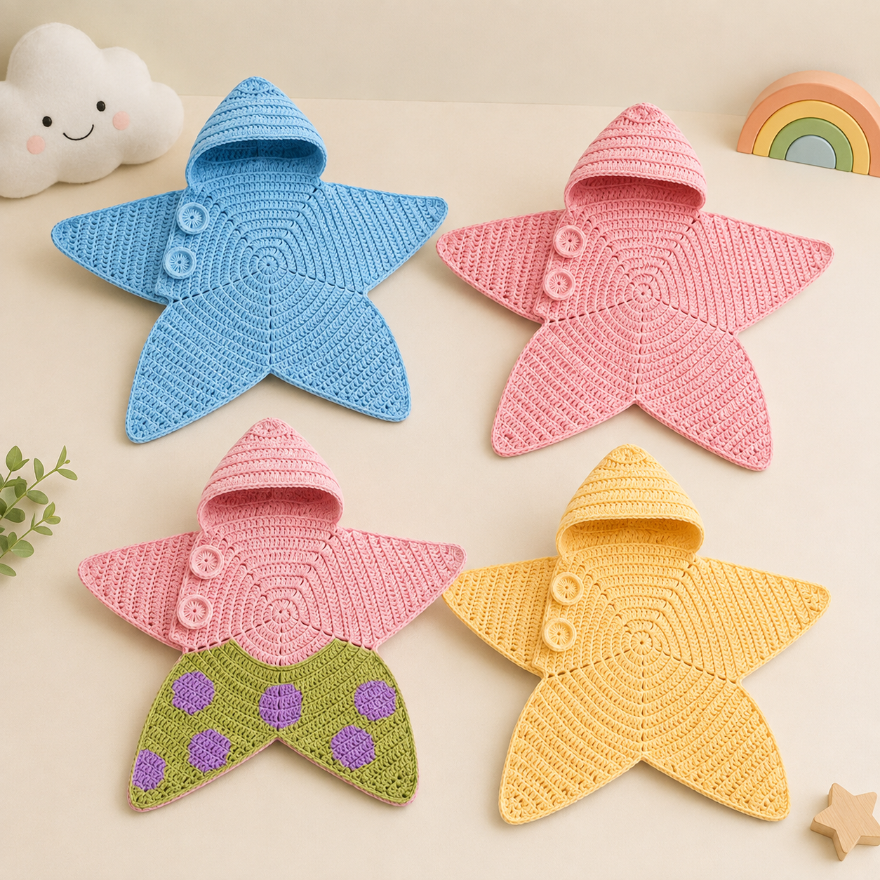 CozyStar – Doux et fait main – Combinaison pour bébé tricotée avec un motif en forme d'étoile