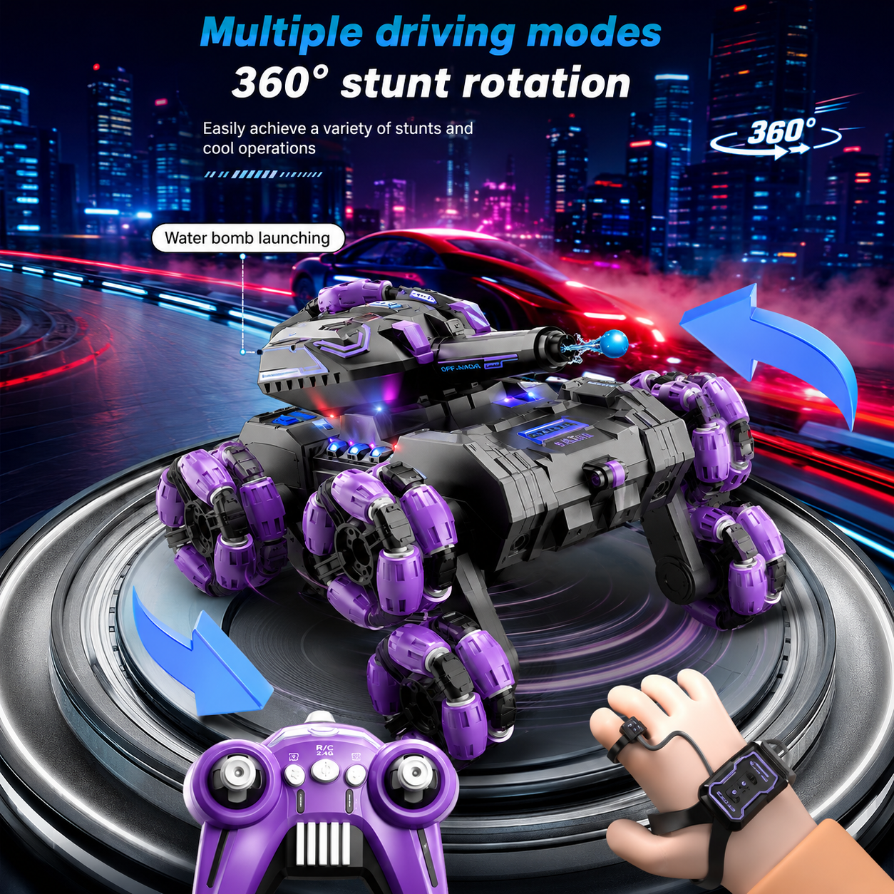 CrazyWheels – Cool et palpitant – Camion-citerne télécommandé avec lanceur de boules de gel