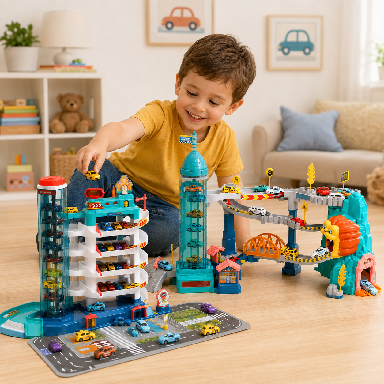 AutoWorld – Éducatif et interactif – Jeu de construction « Parking électrique »