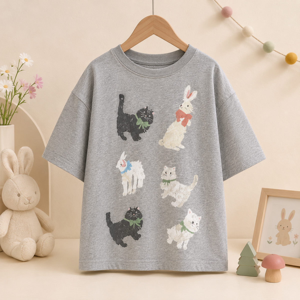 CatFun – Décontracté et ludique – T-shirt oversize à imprimé chats