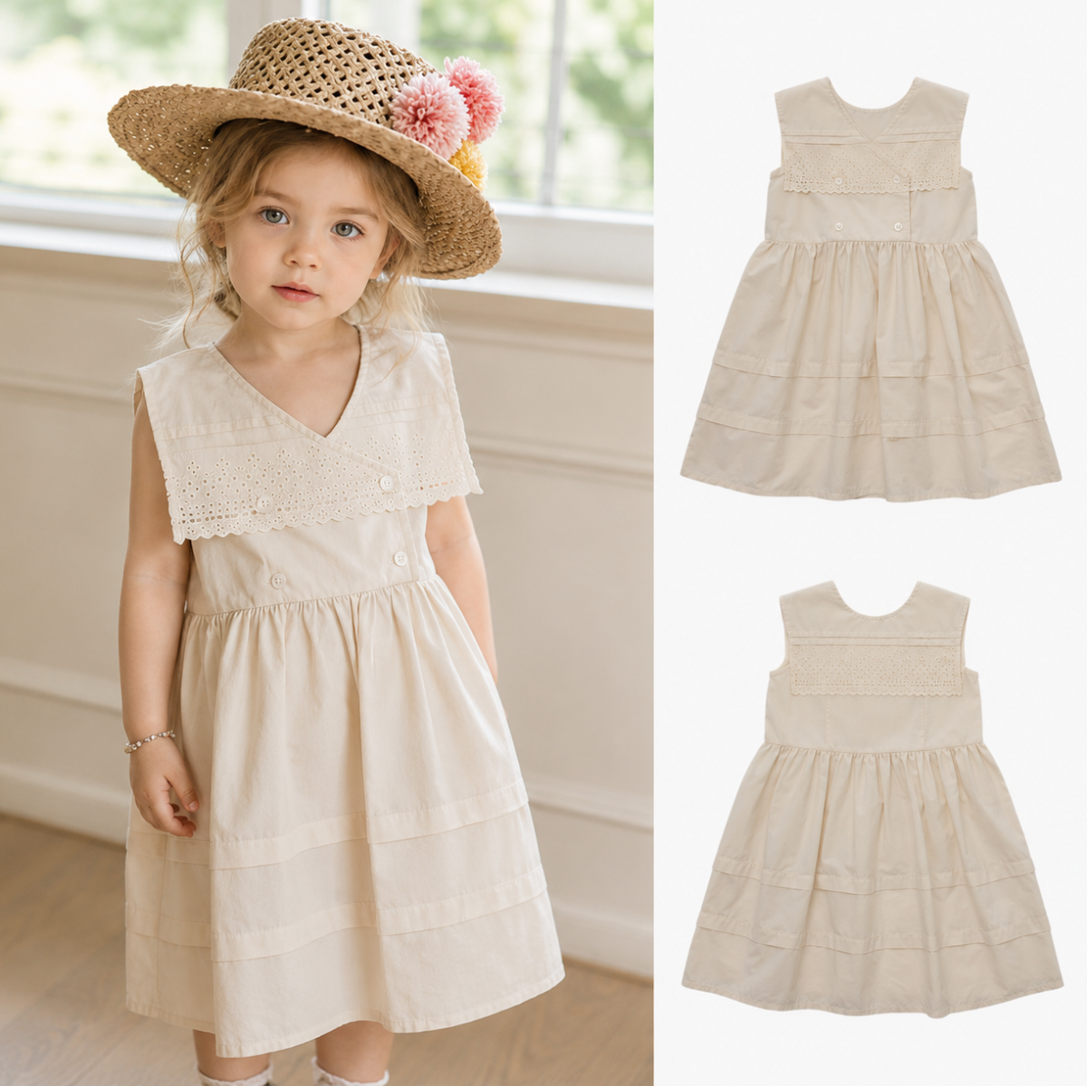 Sleeveless Dress – Élégante et confortable – Robe à col en dentelle