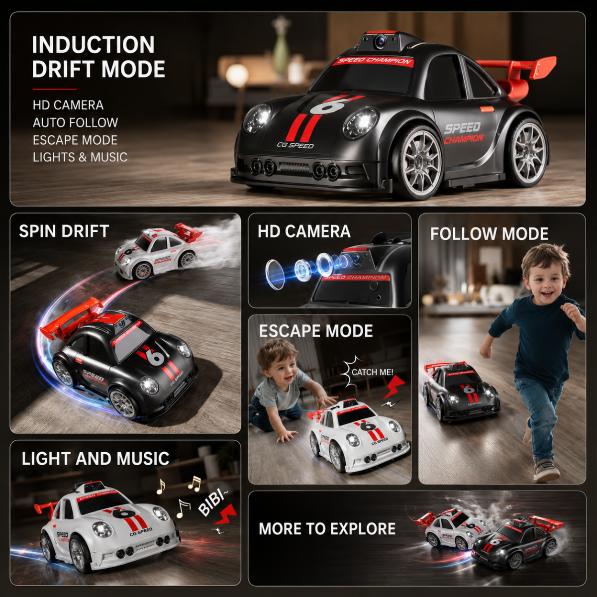 RacePro – RC & Stunt – Voiture de course à détection de dérapage avec caméra intégrée